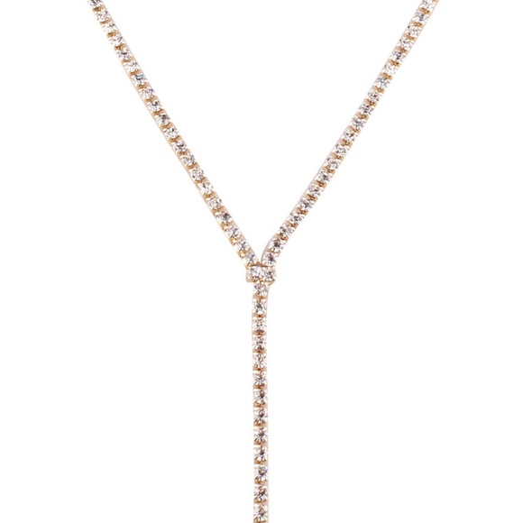 C24 | Dainty Gold Rhinestone Choker Chain Necklace - Picture 7 of 8